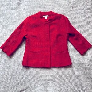 Kenneth Cole NY Red Boucle Jacket Blazer 8P Textured Holiday Evening